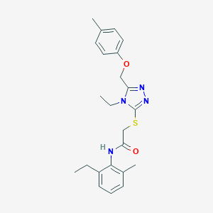 molecular formula C23H28N4O2S B305321 2-({4-ethyl-5-[(4-methylphenoxy)methyl]-4H-1,2,4-triazol-3-yl}sulfanyl)-N-(2-ethyl-6-methylphenyl)acetamide 