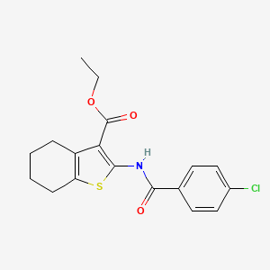 Benzo(b)thiophene-3-carboxylic acid, 4,5,6,7-tetrahydro-2-((4-chlorobenzoyl)amino)-, ethyl ester