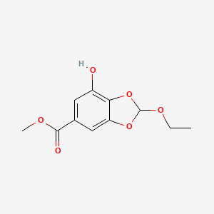 molecular formula C11H12O6 B3053267 1,3-Benzodioxole-5-carboxylic acid, 2-ethoxy-7-hydroxy-, methyl ester CAS No. 526221-05-6