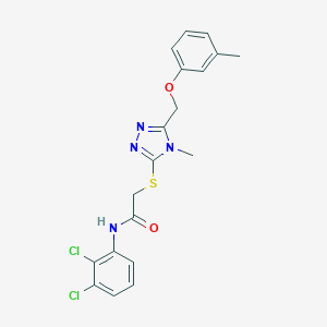 molecular formula C19H18Cl2N4O2S B305333 N-(2,3-dichlorophenyl)-2-({4-methyl-5-[(3-methylphenoxy)methyl]-4H-1,2,4-triazol-3-yl}sulfanyl)acetamide 