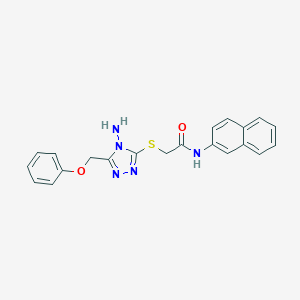molecular formula C21H19N5O2S B305336 2-{[4-amino-5-(phenoxymethyl)-4H-1,2,4-triazol-3-yl]sulfanyl}-N-(naphthalen-2-yl)acetamide 
