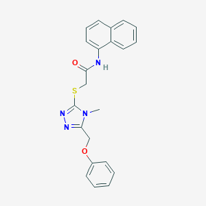 molecular formula C22H20N4O2S B305339 2-{[4-methyl-5-(phenoxymethyl)-4H-1,2,4-triazol-3-yl]sulfanyl}-N-(naphthalen-1-yl)acetamide 