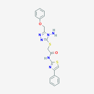 molecular formula C20H18N6O2S2 B305341 2-{[4-amino-5-(phenoxymethyl)-4H-1,2,4-triazol-3-yl]sulfanyl}-N-(4-phenyl-1,3-thiazol-2-yl)acetamide 