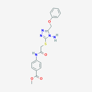 molecular formula C19H19N5O4S B305353 methyl 4-[({[4-amino-5-(phenoxymethyl)-4H-1,2,4-triazol-3-yl]sulfanyl}acetyl)amino]benzoate 