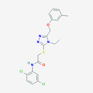 molecular formula C20H20Cl2N4O2S B305354 N-(2,5-dichlorophenyl)-2-({4-ethyl-5-[(3-methylphenoxy)methyl]-4H-1,2,4-triazol-3-yl}sulfanyl)acetamide 