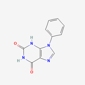 molecular formula C11H8N4O2 B3053557 9-Phenyl-3,9-dihydro-1H-purine-2,6-dione CAS No. 5444-47-3