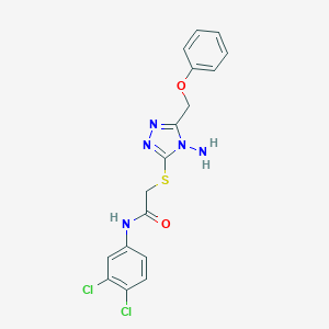 molecular formula C17H15Cl2N5O2S B305358 2-{[4-amino-5-(phenoxymethyl)-4H-1,2,4-triazol-3-yl]sulfanyl}-N-(3,4-dichlorophenyl)acetamide 