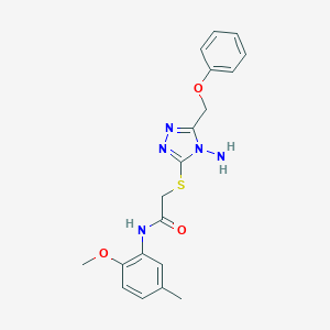 molecular formula C19H21N5O3S B305360 2-{[4-amino-5-(phenoxymethyl)-4H-1,2,4-triazol-3-yl]sulfanyl}-N-(2-methoxy-5-methylphenyl)acetamide 