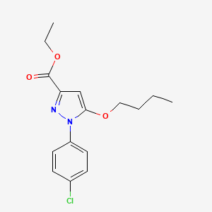 molecular formula C16H19ClN2O3 B3053610 Ethyl 5-butoxy-1-(4-chlorophenyl)-1H-pyrazole-3-carboxylate CAS No. 54708-48-4