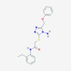 molecular formula C19H21N5O2S B305363 2-{[4-amino-5-(phenoxymethyl)-4H-1,2,4-triazol-3-yl]sulfanyl}-N-(2-ethylphenyl)acetamide 