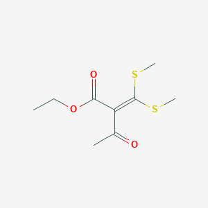 molecular formula C9H14O3S2 B3053635 Butanoic acid, 2-[bis(methylthio)methylene]-3-oxo-, ethyl ester CAS No. 54893-95-7
