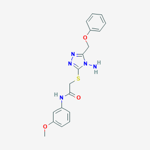 molecular formula C18H19N5O3S B305365 2-{[4-amino-5-(phenoxymethyl)-4H-1,2,4-triazol-3-yl]sulfanyl}-N-(3-methoxyphenyl)acetamide 