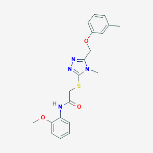 molecular formula C20H22N4O3S B305367 N-(2-methoxyphenyl)-2-({4-methyl-5-[(3-methylphenoxy)methyl]-4H-1,2,4-triazol-3-yl}sulfanyl)acetamide 