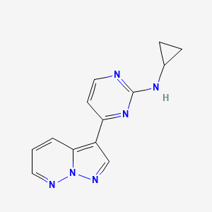 molecular formula C13H12N6 B3053671 N-cyclopropyl-4-pyrazolo[1,5-b]pyridazin-3-ylpyrimidin-2-amine CAS No. 551919-54-1
