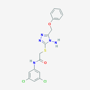 molecular formula C17H15Cl2N5O2S B305369 2-{[4-amino-5-(phenoxymethyl)-4H-1,2,4-triazol-3-yl]sulfanyl}-N-(3,5-dichlorophenyl)acetamide 
