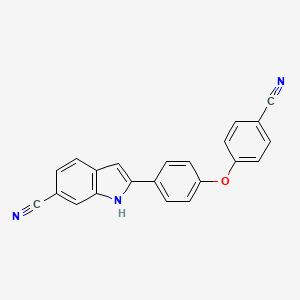 molecular formula C22H13N3O B3053696 1H-Indole-6-carbonitrile, 2-[4-(4-cyanophenoxy)phenyl]- CAS No. 55368-13-3