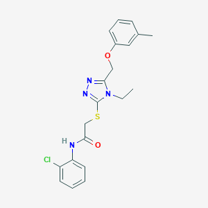 molecular formula C20H21ClN4O2S B305370 N-(2-chlorophenyl)-2-({4-ethyl-5-[(3-methylphenoxy)methyl]-4H-1,2,4-triazol-3-yl}sulfanyl)acetamide 