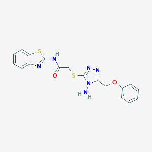 molecular formula C18H16N6O2S2 B305371 2-{[4-amino-5-(phenoxymethyl)-4H-1,2,4-triazol-3-yl]sulfanyl}-N-(1,3-benzothiazol-2-yl)acetamide 