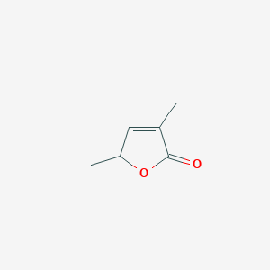 molecular formula C6H8O2 B3053748 xi-3,5-二甲基-2(5H)-呋喃酮 CAS No. 5584-69-0