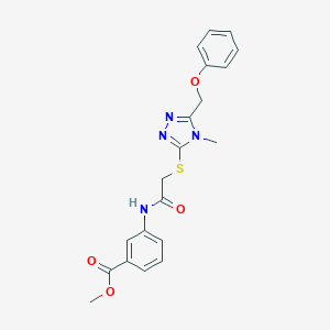 molecular formula C20H20N4O4S B305378 methyl 3-[({[4-methyl-5-(phenoxymethyl)-4H-1,2,4-triazol-3-yl]sulfanyl}acetyl)amino]benzoate 