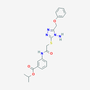 molecular formula C21H23N5O4S B305379 propan-2-yl 3-[({[4-amino-5-(phenoxymethyl)-4H-1,2,4-triazol-3-yl]sulfanyl}acetyl)amino]benzoate 