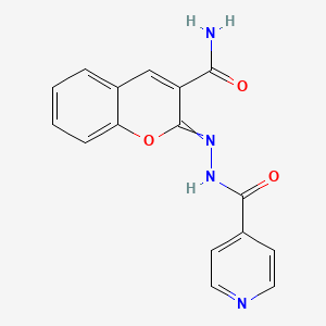 molecular formula C16H12N4O3 B3054025 N-[(3-氨基甲酰色满-2-亚胺)氨基]吡啶-4-甲酰胺 CAS No. 5773-97-7