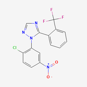 molecular formula C15H8ClF3N4O2 B3054049 1-(2-Chloro-5-nitrophenyl)-5-[2-(trifluoromethyl)phenyl]-1,2,4-triazole CAS No. 5789-26-4