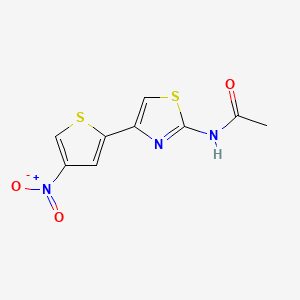 molecular formula C9H7N3O3S2 B3054095 乙酰胺，N-(4-(4-硝基-2-噻吩基)-2-噻唑基)- CAS No. 58139-53-0