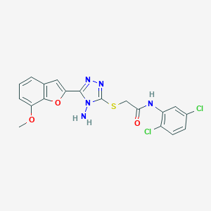 molecular formula C19H15Cl2N5O3S B305427 2-{[4-amino-5-(7-methoxy-1-benzofuran-2-yl)-4H-1,2,4-triazol-3-yl]sulfanyl}-N-(2,5-dichlorophenyl)acetamide 