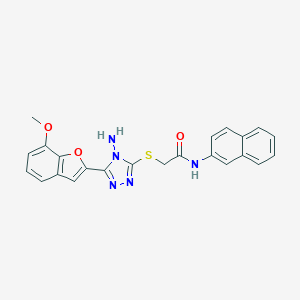 molecular formula C23H19N5O3S B305431 2-{[4-amino-5-(7-methoxy-1-benzofuran-2-yl)-4H-1,2,4-triazol-3-yl]sulfanyl}-N-(naphthalen-2-yl)acetamide 
