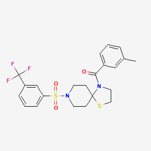 (3-Methylphenyl)-[8-[3-(trifluoromethyl)phenyl]sulfonyl-1-thia-4,8-diazaspiro[4.5]decan-4-yl]methanone