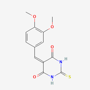 molecular formula C13H12N2O4S B3054379 2-Thio-5-veratrylidenebarbituric acid CAS No. 60045-60-5
