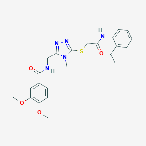 molecular formula C23H27N5O4S B305443 N-{[5-({2-[(2-ethylphenyl)amino]-2-oxoethyl}sulfanyl)-4-methyl-4H-1,2,4-triazol-3-yl]methyl}-3,4-dimethoxybenzamide 