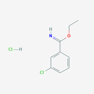 molecular formula C9H11Cl2NO B3054477 Ethyl 3-chlorobenzimidate hydrochloride CAS No. 60612-87-5
