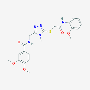 molecular formula C22H25N5O5S B305450 3,4-dimethoxy-N-{[5-({2-[(2-methoxyphenyl)amino]-2-oxoethyl}sulfanyl)-4-methyl-4H-1,2,4-triazol-3-yl]methyl}benzamide 