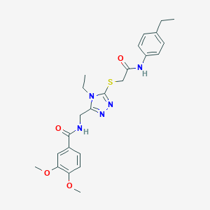 molecular formula C24H29N5O4S B305452 N-[(4-ethyl-5-{[2-(4-ethylanilino)-2-oxoethyl]thio}-4H-1,2,4-triazol-3-yl)methyl]-3,4-dimethoxybenzamide 