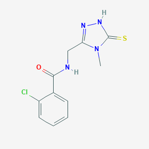 molecular formula C11H11ClN4OS B305454 2-chloro-N-[(4-methyl-5-sulfanyl-4H-1,2,4-triazol-3-yl)methyl]benzamide 