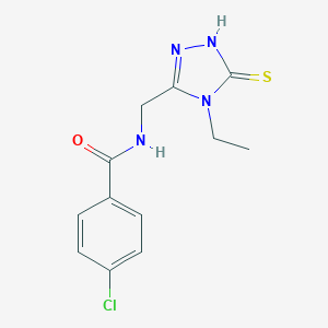molecular formula C12H13ClN4OS B305455 4-chloro-N-[(4-ethyl-5-sulfanyl-4H-1,2,4-triazol-3-yl)methyl]benzamide 