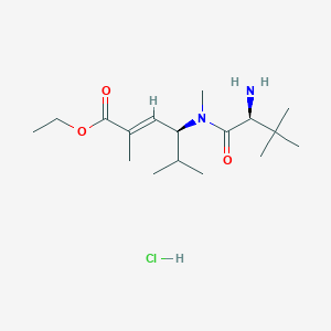 2-Hexenoic acid, 4-[[(2S)-2-amino-3,3-dimethyl-1-oxobutyl]methylamino]-2,5-dimethyl-, ethyl ester, monohydrochloride, (2E,4S)-