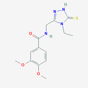 molecular formula C14H18N4O3S B305457 N-[(4-ethyl-5-sulfanyl-4H-1,2,4-triazol-3-yl)methyl]-3,4-dimethoxybenzamide 