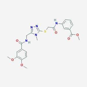 molecular formula C23H25N5O6S B305459 methyl 3-[({[5-({[(3,4-dimethoxyphenyl)carbonyl]amino}methyl)-4-methyl-4H-1,2,4-triazol-3-yl]sulfanyl}acetyl)amino]benzoate 