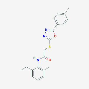molecular formula C20H21N3O2S B305462 N-(2-ethyl-6-methylphenyl)-2-{[5-(4-methylphenyl)-1,3,4-oxadiazol-2-yl]sulfanyl}acetamide 
