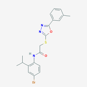 molecular formula C20H20BrN3O2S B305463 N-[4-bromo-2-(propan-2-yl)phenyl]-2-{[5-(3-methylphenyl)-1,3,4-oxadiazol-2-yl]sulfanyl}acetamide 