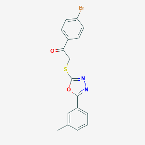 molecular formula C17H13BrN2O2S B305470 1-(4-Bromophenyl)-2-{[5-(3-methylphenyl)-1,3,4-oxadiazol-2-yl]sulfanyl}ethanone 