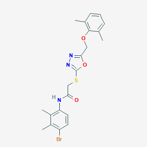 molecular formula C21H22BrN3O3S B305476 N-(4-bromo-2,3-dimethylphenyl)-2-({5-[(2,6-dimethylphenoxy)methyl]-1,3,4-oxadiazol-2-yl}sulfanyl)acetamide 