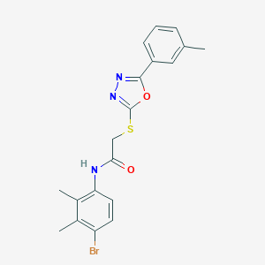 molecular formula C19H18BrN3O2S B305477 N-(4-bromo-2,3-dimethylphenyl)-2-{[5-(3-methylphenyl)-1,3,4-oxadiazol-2-yl]sulfanyl}acetamide 