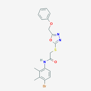 molecular formula C19H18BrN3O3S B305478 N-(4-bromo-2,3-dimethylphenyl)-2-{[5-(phenoxymethyl)-1,3,4-oxadiazol-2-yl]sulfanyl}acetamide 