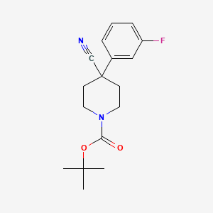 molecular formula C17H21FN2O2 B3054794 Tert-butyl 4-cyano-4-(3-fluorophenyl)piperidine-1-carboxylate CAS No. 619292-30-7