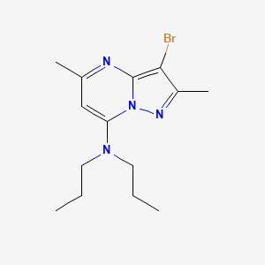 molecular formula C14H21BrN4 B3054795 Pyrazolo[1,5-a]pyrimidin-7-amine, 3-bromo-2,5-dimethyl-N,N-dipropyl- CAS No. 619331-96-3