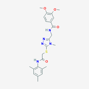molecular formula C24H29N5O4S B305484 3,4-dimethoxy-N-{[4-methyl-5-({2-oxo-2-[(2,4,6-trimethylphenyl)amino]ethyl}sulfanyl)-4H-1,2,4-triazol-3-yl]methyl}benzamide 